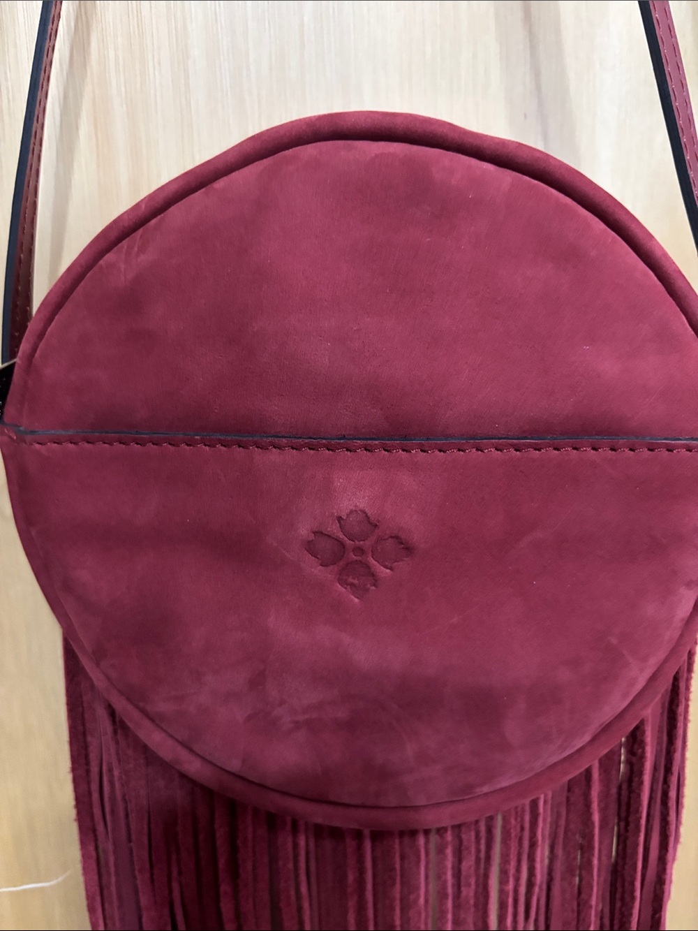 Patricia Nash Suede Fringe Round studded Bag - Picture 3 of 6